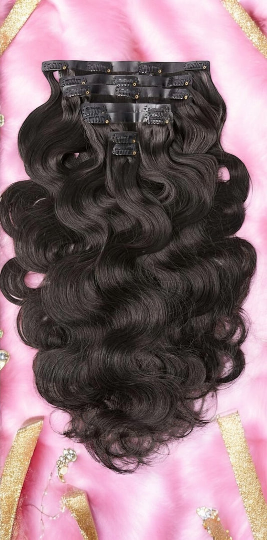 100% Raw Indian Body Wave Clip-in Extensions