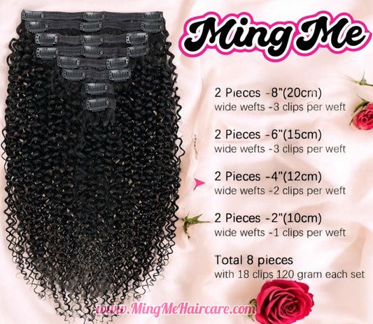 100% Virgin Kinky Curly Clip-in Extensions